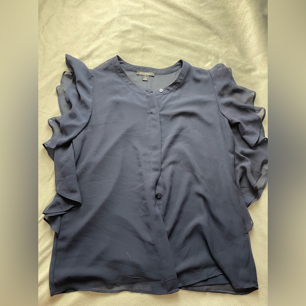 Women’s Roz&Ali Navy Ruffle Blouse